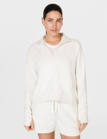 Sweaty Betty Revive Rib Half Zip Pullover - Lily Whiteimage1- The Sports Edit