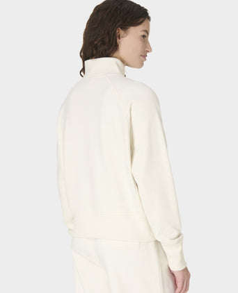 Revive Rib Mix Half Zip Sweatshirt - Lily White