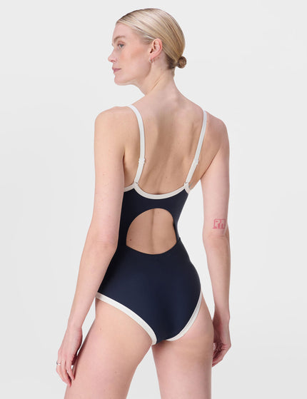 Sweaty Betty Riviera Swimsuit - Navy Blue/Lily Whiteimage2- The Sports Edit