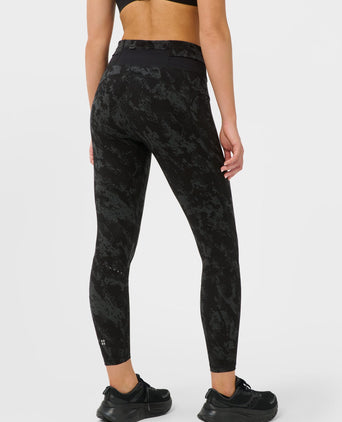 Runner's High Power 7/8 Leggings - Black Cliff Face Print
