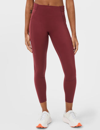 Runner's High Power 7/8 Leggings - Merlot Red
