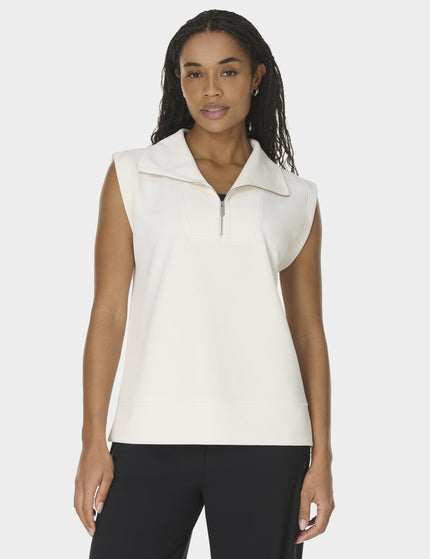 Sweaty Betty Sand Wash CloudWeight Half Zip Sleeveless Pullover - Coconut Creamimages1- The Sports Edit