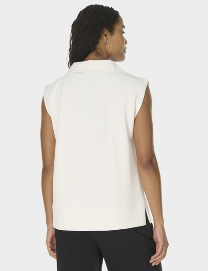 Sweaty Betty Sand Wash CloudWeight Half Zip Sleeveless Pullover - Coconut Creamimages2- The Sports Edit