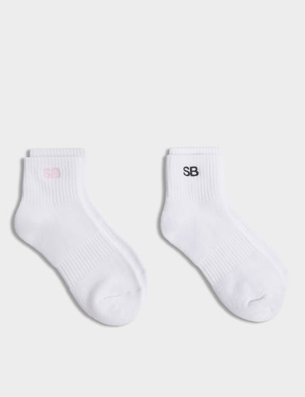 Sweaty Betty SB Logo Mini Crew Socks 2 Pack - Whiteimage1- The Sports Edit