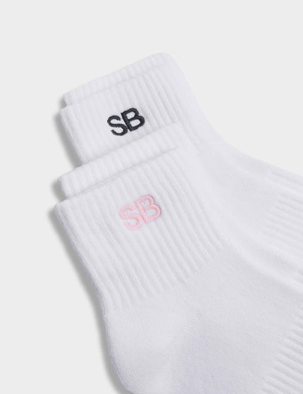 Sweaty Betty SB Logo Mini Crew Socks 2 Pack - Whiteimage2- The Sports Edit