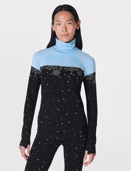 Sweaty Betty Snowflake Funnel Neck Base Layer Top - Blue Snowflake Jacquardimage1- The Sports Edit