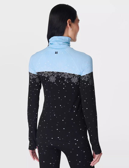 Sweaty Betty Snowflake Funnel Neck Base Layer Top - Blue Snowflake Jacquardimage2- The Sports Edit