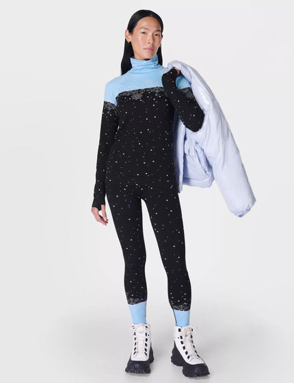 Sweaty Betty Snowflake Funnel Neck Base Layer Top - Blue Snowflake Jacquardimage6- The Sports Edit