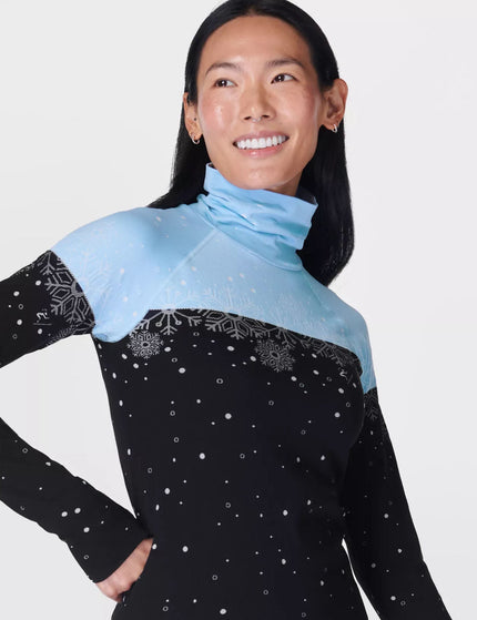 Sweaty Betty Snowflake Funnel Neck Base Layer Top - Blue Snowflake Jacquardimage5- The Sports Edit