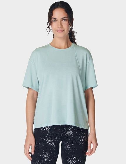 Sweaty Betty Soft Flow Studio T-Shirt - Muted Teal Blueimage1- The Sports Edit