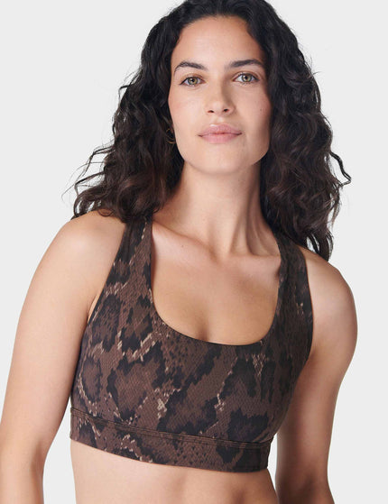 Sweaty Betty Super Soft Reversible Bra - Brown Python Print/Cacao Brownimage4- The Sports Edit