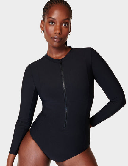 Sweaty Betty Tidal Xtra Life Long Sleeve Swimsuit - Black Aimage1- The Sports Edit