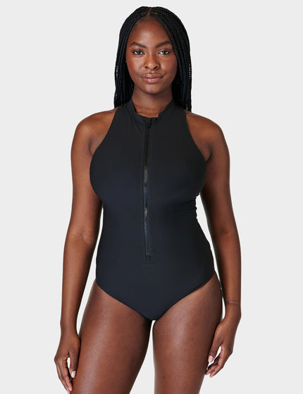 Sweaty Betty Vista Xtra Life High Neck Swimsuit - Black Aimage1- The Sports Edit