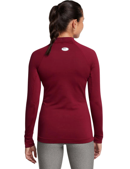 Under Armour ColdGear Authentics Mock Neck - Cardinal/Whiteimage2- The Sports Edit