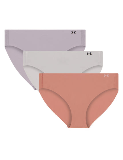 Under Armour Pure Stretch 3-Pack No Show Bikini - Canyon Pink/Grey Matter/Grey Dawnimage1- The Sports Edit