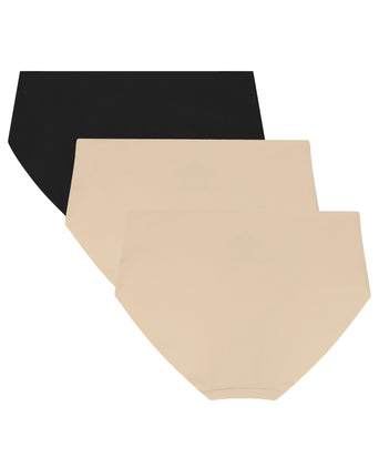 Pure Stretch 3-Pack No Show Hipster - Nude/Black