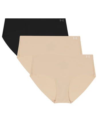 Pure Stretch 3-Pack No Show Hipster - Nude/Black