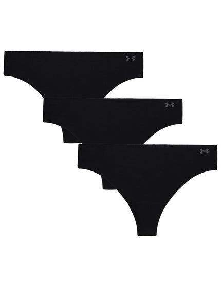 Under Armour Pure Stretch 3-Pack No Show Thong - Black/Steelimage1- The Sports Edit