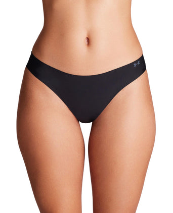 Pure Stretch 3-Pack No Show Thong - Black/Steel