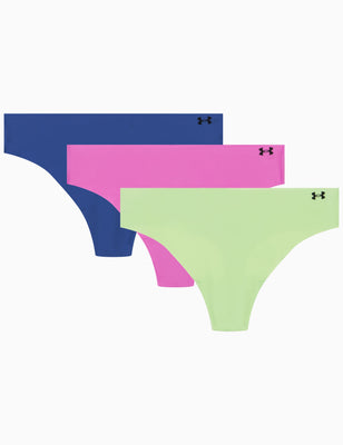 Pure Stretch 3-Pack No Show Thong - Retro Green/Vivid Magenta