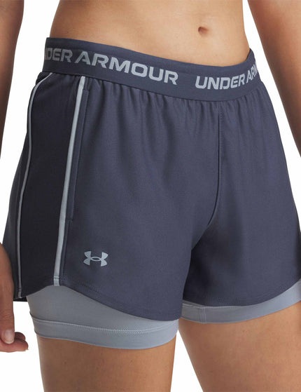 Under Armour Tech Play Up 2-in-1 Shorts - Downpour Grey/Harbour Blueimage3- The Sports Edit