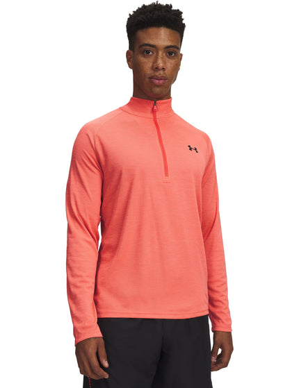 Under Armour Tech Textured 1/2 Zip - Venom Red/Blackimages1- The Sports Edit