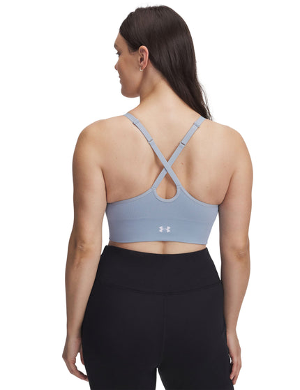 Under Armour Vanish Seamless Low Sports Bra - Harbour Blue/Whiteimage2- The Sports Edit