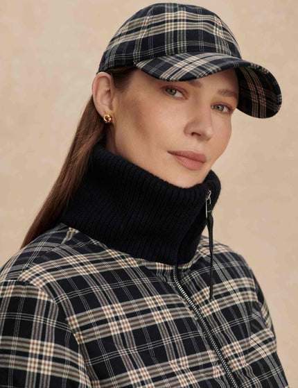 Varley Aliha Soft Flannel Cap - Navy/Sandshell Checkimages1- The Sports Edit