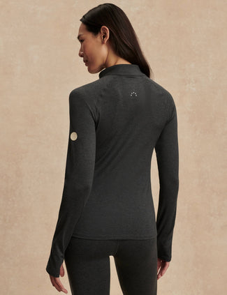 Always Warm Half-Zip Base Layer Top - Black Marl