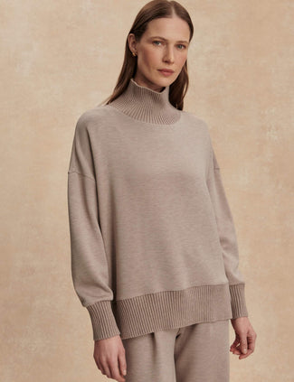 Barker High Neck Sweat - Taupe Marl