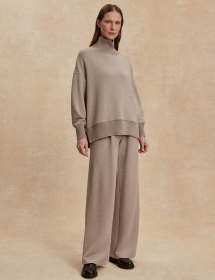 Varley Barker High Neck Sweat - Taupe Marlimages5- The Sports Edit