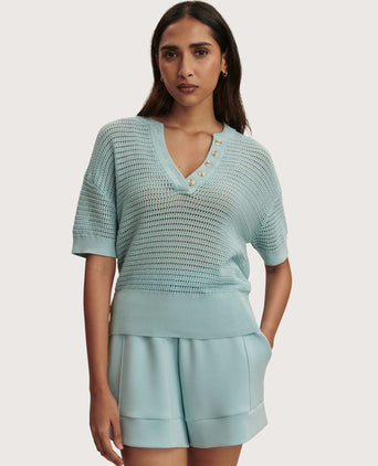 Callie Knit Top - Porcelain Blue
