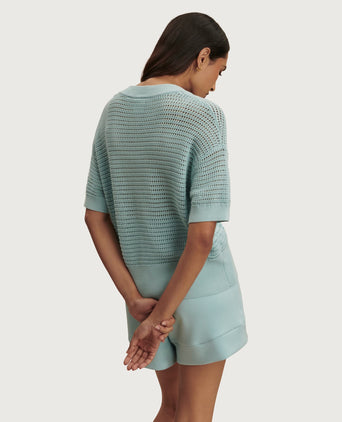 Callie Knit Top - Porcelain Blue