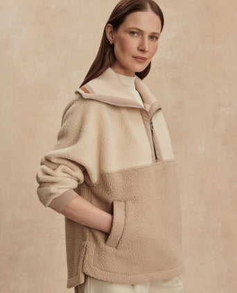 Carmine Relaxed Half-Zip Fleece - Cool Sand/Light Taupe