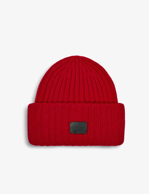 Elva Chunky Rib Beanie - Red Dahlia