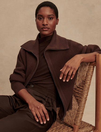Varley Enrico Knit Jacket - Coffee Beanimages5- The Sports Edit