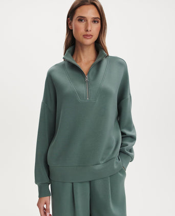 Hawley Half Zip Sweat - Dark Forest