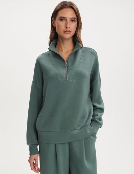 Varley Hawley Half Zip Sweat - Dark Forestimages1- The Sports Edit