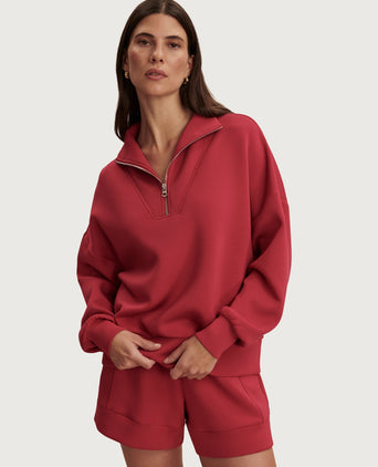 Hawley Half Zip Sweat - Rich Raspberry