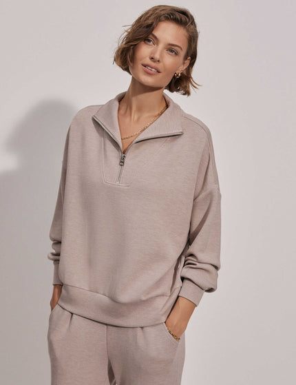 Varley Hawley Half Zip Sweat - Taupe Marlimage1- The Sports Edit