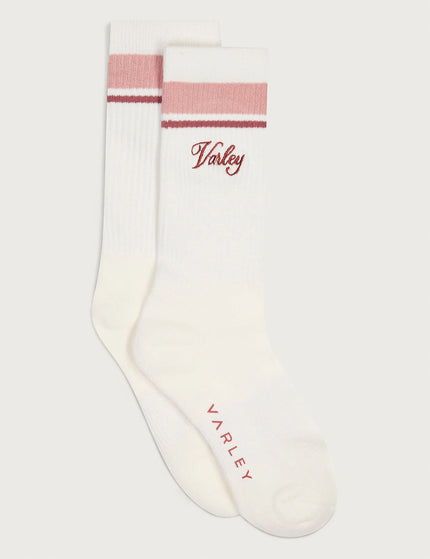 Varley Lamar Club Stripe Sock - Egret/Pale Mauve/Dusty Roseimage1- The Sports Edit