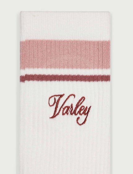 Varley Lamar Club Stripe Sock - Egret/Pale Mauve/Dusty Roseimage2- The Sports Edit