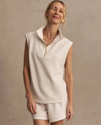 Magnolia 2.0 Half-Zip Tank - Ivory Marl