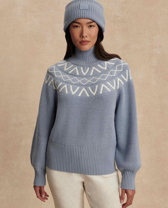 Marcie Fair Isle Yoke Knit - Glacier Blue