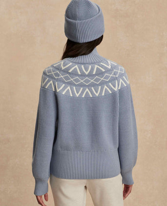 Marcie Fair Isle Yoke Knit - Glacier Blue