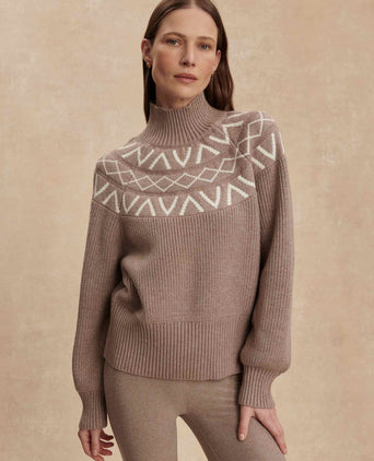 Marcie Fair Isle Yoke Knit - Light Taupe Marl