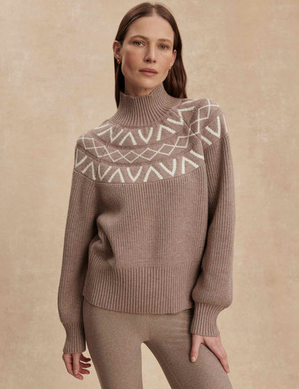 Varley Marcie Fair Isle Yoke Knit - Light Taupe Marlimages1- The Sports Edit
