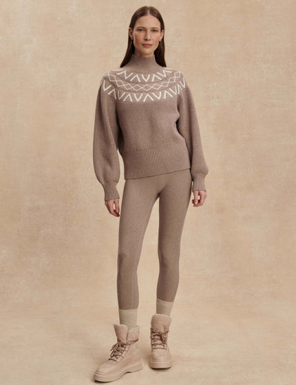 Varley Marcie Fair Isle Yoke Knit - Light Taupe Marlimages6- The Sports Edit