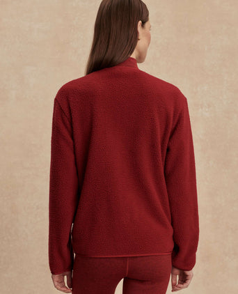 Marina Collarless Fleece - Red Dahlia