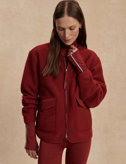 Varley Marina Collarless Fleece - Red Dahliaimages5- The Sports Edit